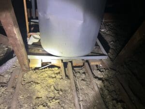 Burst hot water in roof