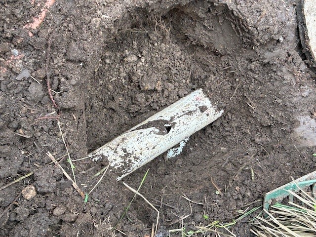 Damaged PVC stormwater pipe before repair in Ivanhoe