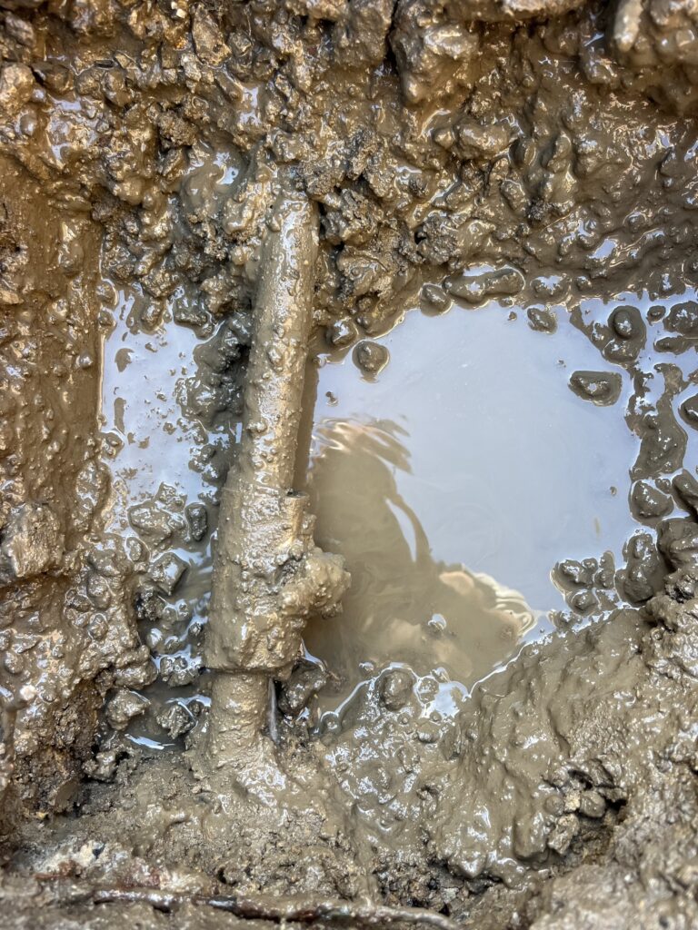 Before photo of burst pipe repair under concrete in Heidelberg