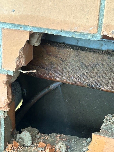 Location of burst pipe found during repair in Bayswater